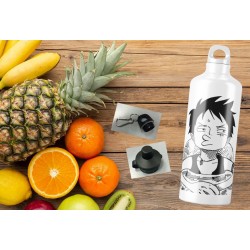 Gourde en aluminium - "One piece Luffy" manga avec deux types de bouchon