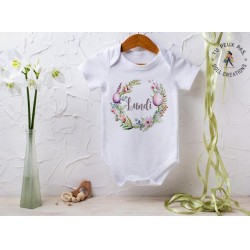 Body bébé "Lot de 7 bodies jour de la semaine, thème floral pour filles"