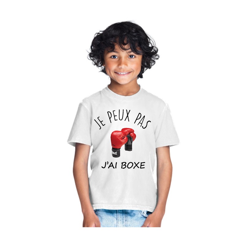 T-shirt Je peux pas j'ai BOXE - Cadeau enfant fille et garçon sport de combat