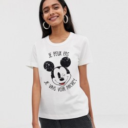 T-Shirt j'peux pas je vais voir Mickey - Femme cadeau