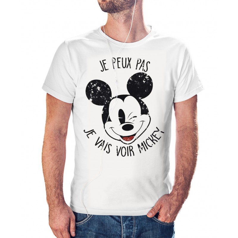 T-shirt j'peux pas j'ai pas Je vais voir Mickey - cadeau homme main