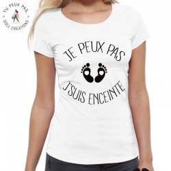 Tshirt Col V Je peux pas je suis enceinte - Cadeau future maman