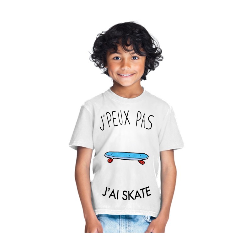 T-shirt Je peux pas j'ai Skate- Cadeau enfant fille et garçon