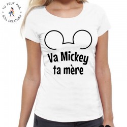 Tee-shirt va mickey ta mère femme col rond manches courtes