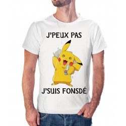 T-shirt j'peux pas j'ai pas Je suis fonsdé - cadeau homme pokemon parodie