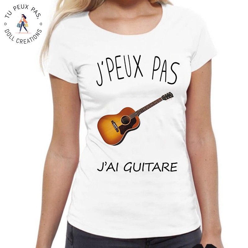T-Shirt j'peux pas j'ai guitare - Femme