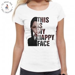 T-Shirt Mercredi Adams Happy Face - Femme