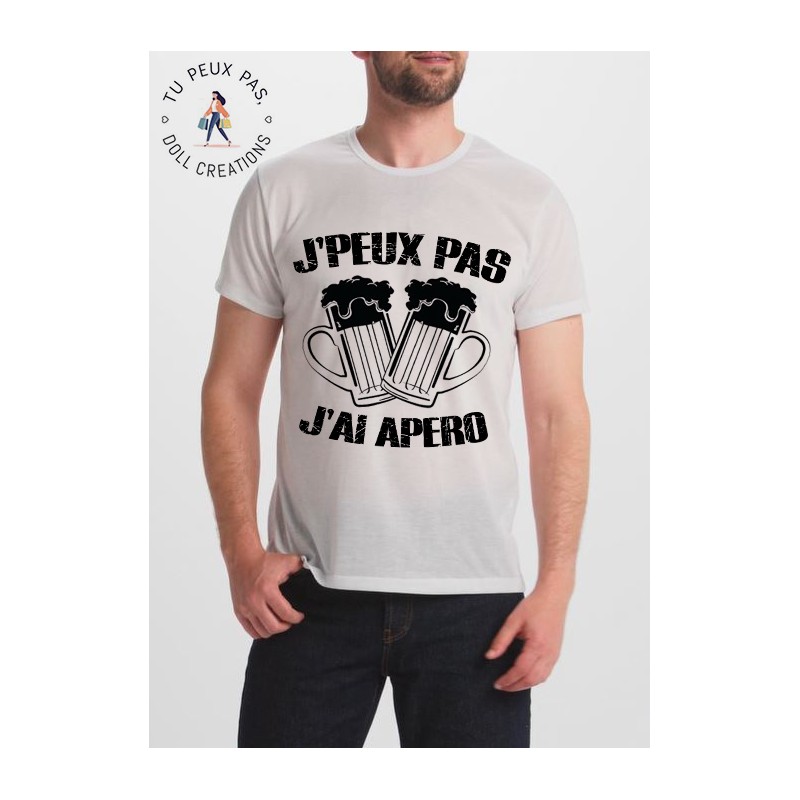 TeeShirt J'peux pas j'ai apéro - Cadeau homme bière, vin