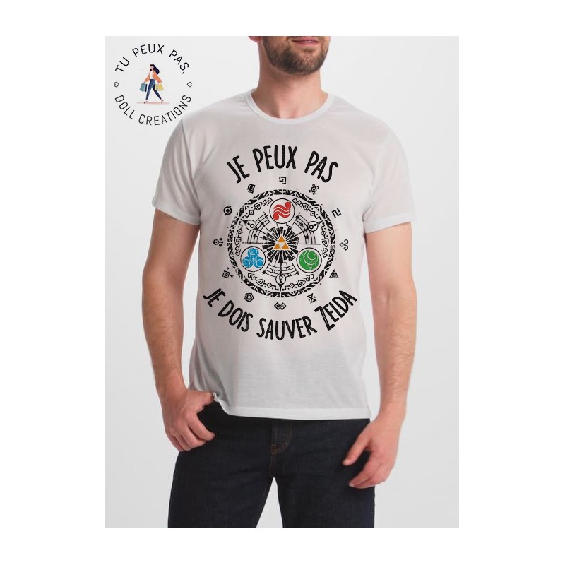 T-Shirt Je peux pas je dois sauver Zelda - Cadeau Gamer RPG Humour