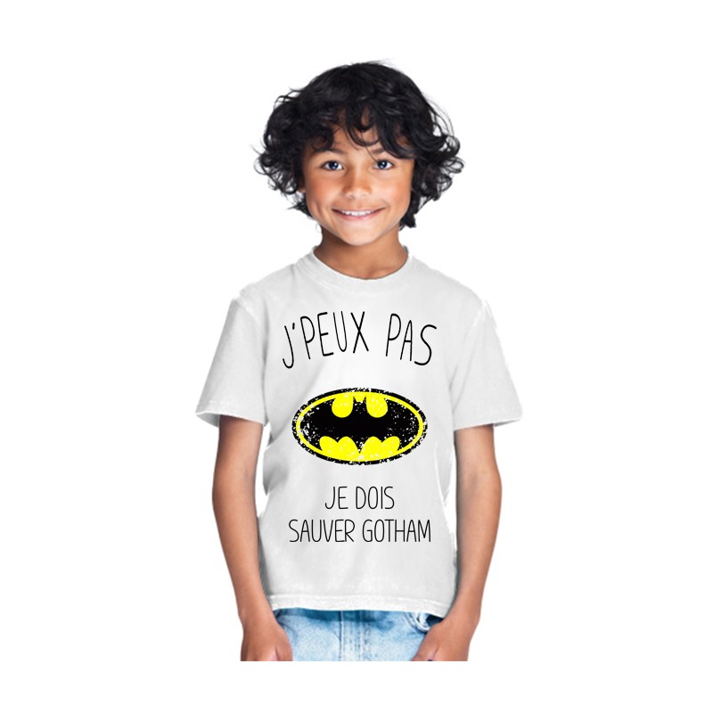 T-shirt Je peux pas je dois sauver Gotham - Cadeau enfant fille et garçon