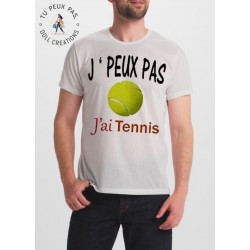 T-shirt j'peux pas J'ai tennis - Balle jaune - cadeau homme