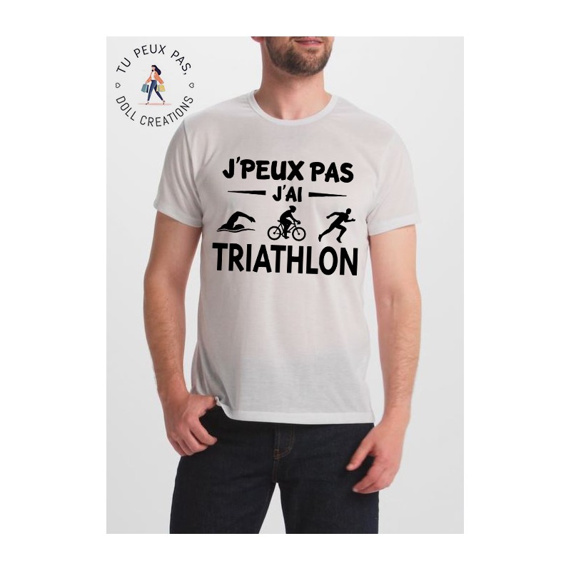 T-shirt j'peux j'peux pas j'ai triathlon - cadeau homme sport