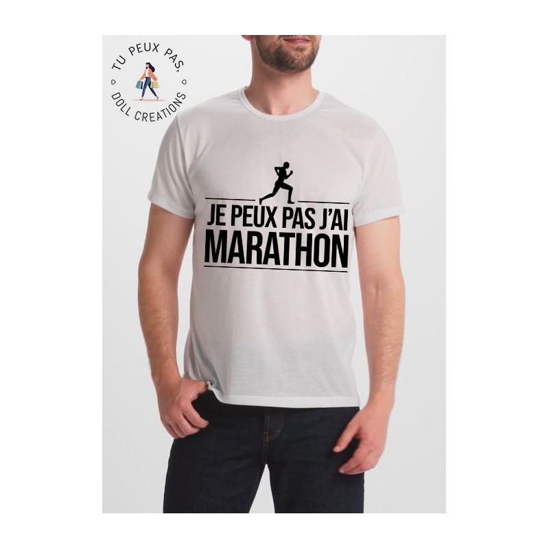 T-shirt j'peux pas j'ai marathon - cadeau Humour homme