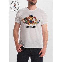 TShirt look pat patrouille personnalisable avec prénom - Adulte et enfant