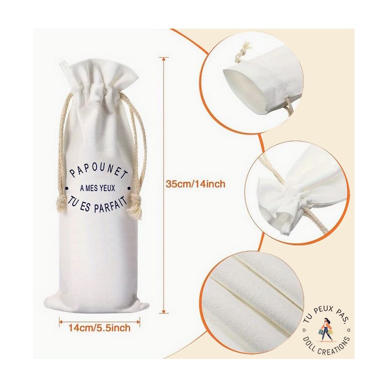 Sac à bouteille de vin - Papounet à mes yeux tu es parfait - cadeaux papa