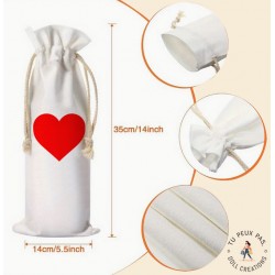 Sac à bouteille de vin - coeur rouge - cadeaux