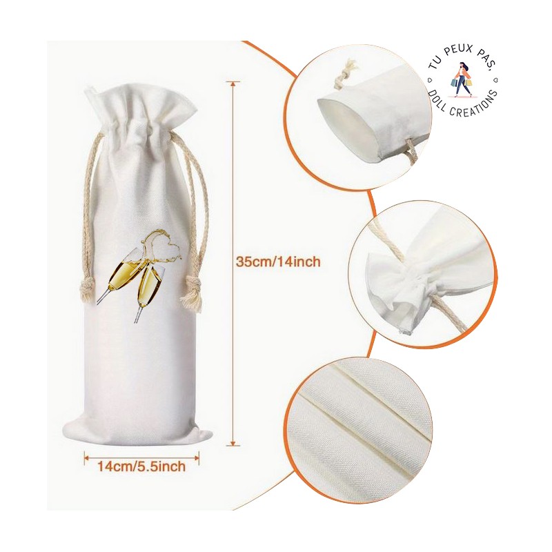 Sac à bouteille de vin - Coupe de champagne - cadeaux