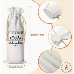 Sac à bouteille de vin - Vivre d'amour et de raclette - cadeaux