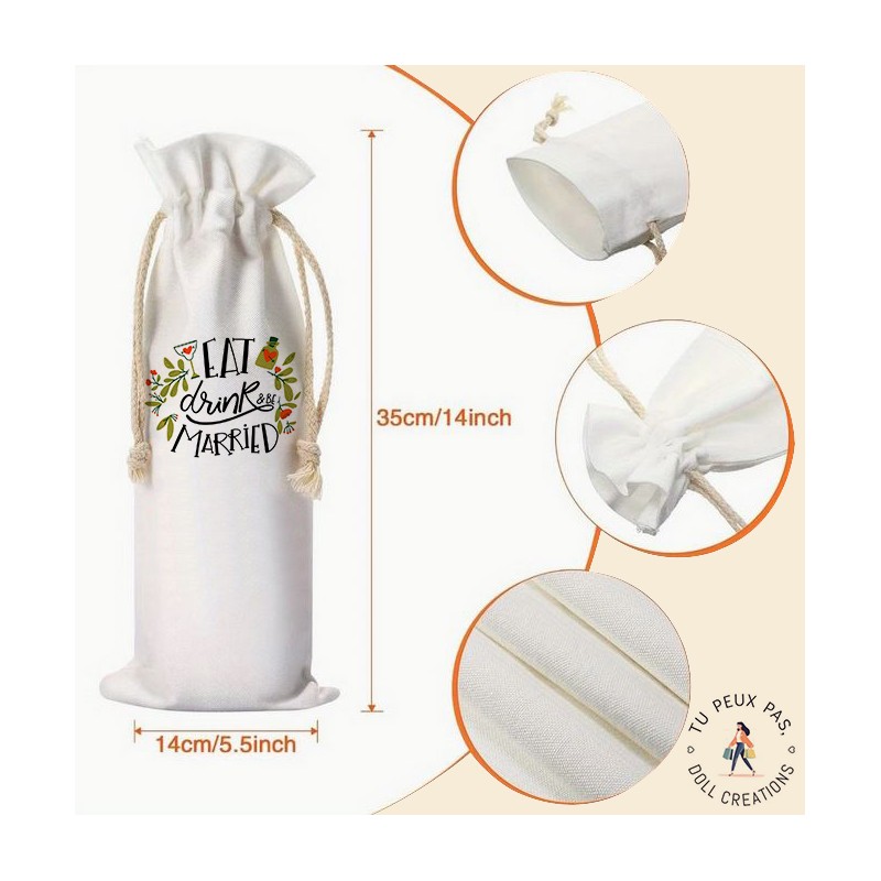 Sac à bouteille de vin - Eat drink and be married - cadeaux