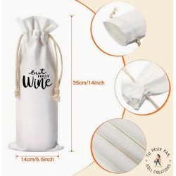 Sac à bouteille de vin - But first wine - cadeaux