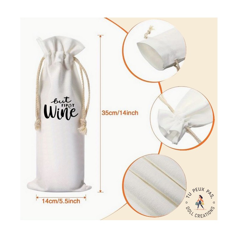 Sac à bouteille de vin - But first wine - cadeaux