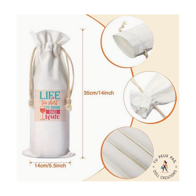 Sac à bouteille de vin - Life is too short - cadeaux