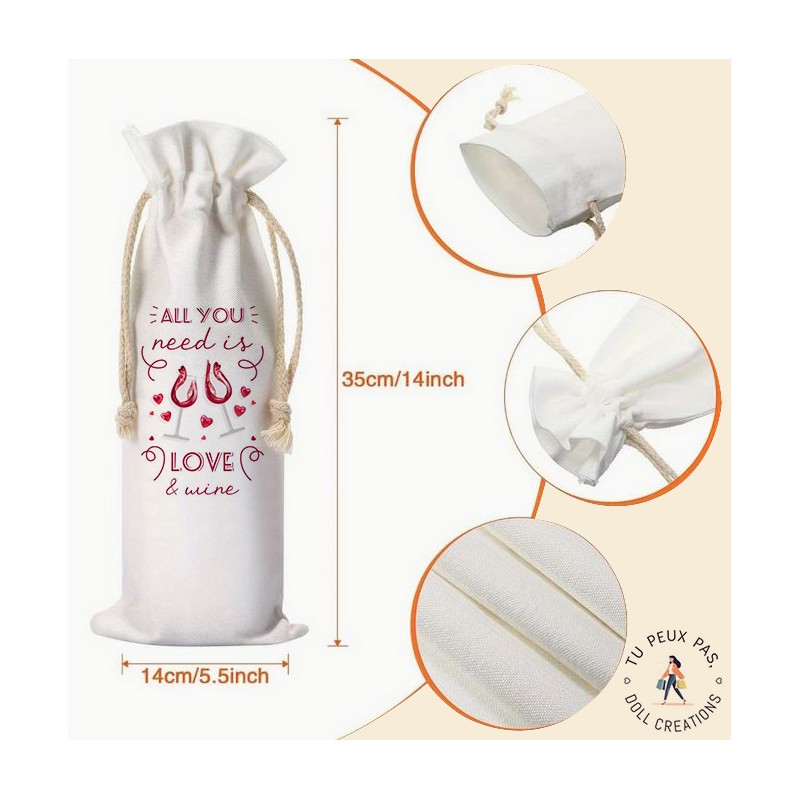 Sac à bouteille de vin - All you need is love - cadeaux