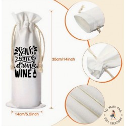 Sac à bouteille de vin - Save water drink wine  - cadeaux