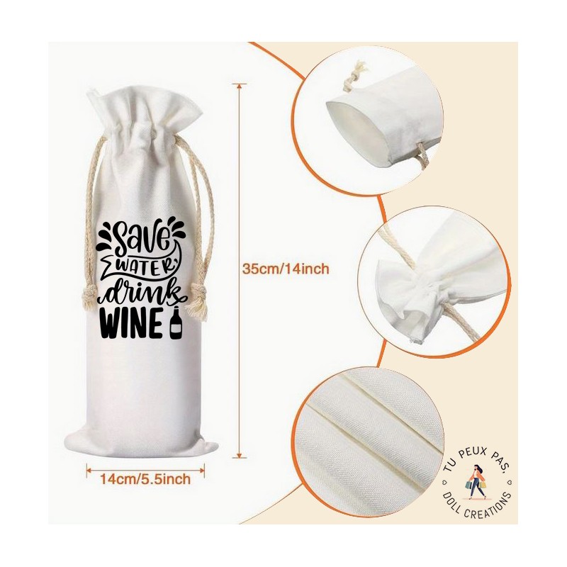Sac à bouteille de vin - Save water drink wine - cadeaux