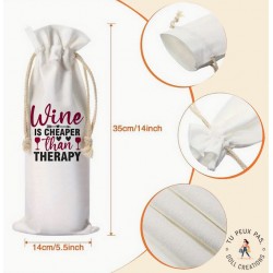 Sac à bouteille de vin - Wine is cheaper than therapy - cadeaux