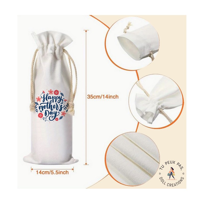 Sac à bouteille de vin - Happy mother's day - Joyeuses fête des mères - cadeaux