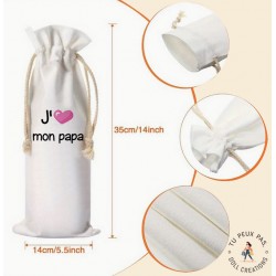 Sac à bouteille de vin - J'aime mon papa - cadeaux papa