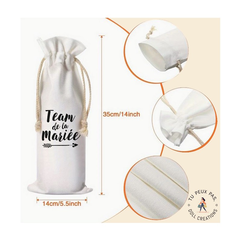 Sac à bouteille de vin - Team mariée - cadeaux mariage