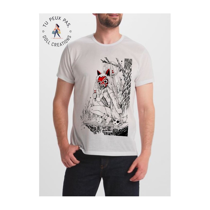 T Shirt Princesse Mononoke San ashitaka anime manga Japon japonais Studio Ghibli