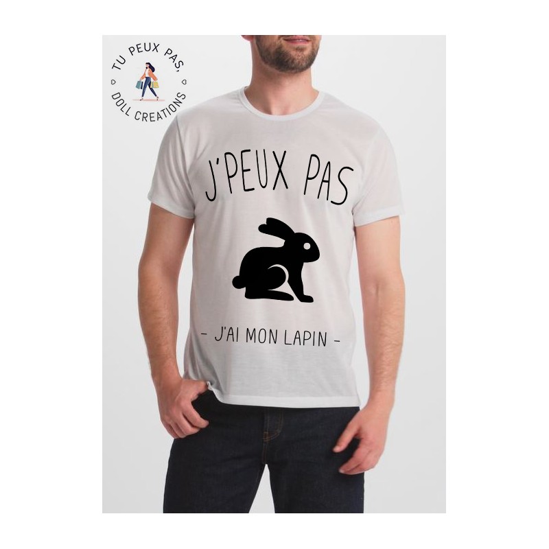 t-shirt je peux pas j'ai mon lapin - cadeau homme