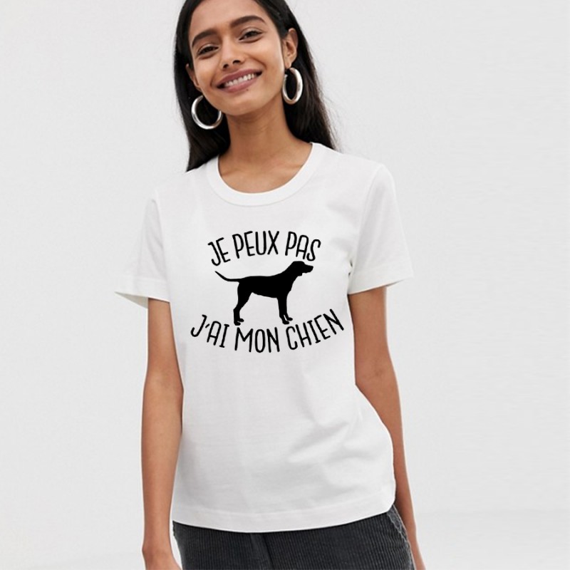T-Shirt j'peux pas j'ai mon chien - Femme animal