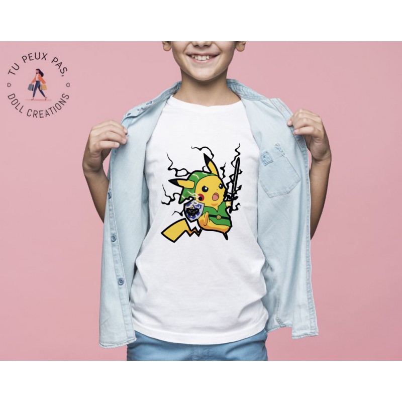 T-shirt Pikachu en mode Zelda - Cadeau enfant fille et garçon