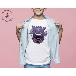 T-shirt Pokemon Fantominus, Electroplasma et spectrum - Cadeau enfant fille et garçon
