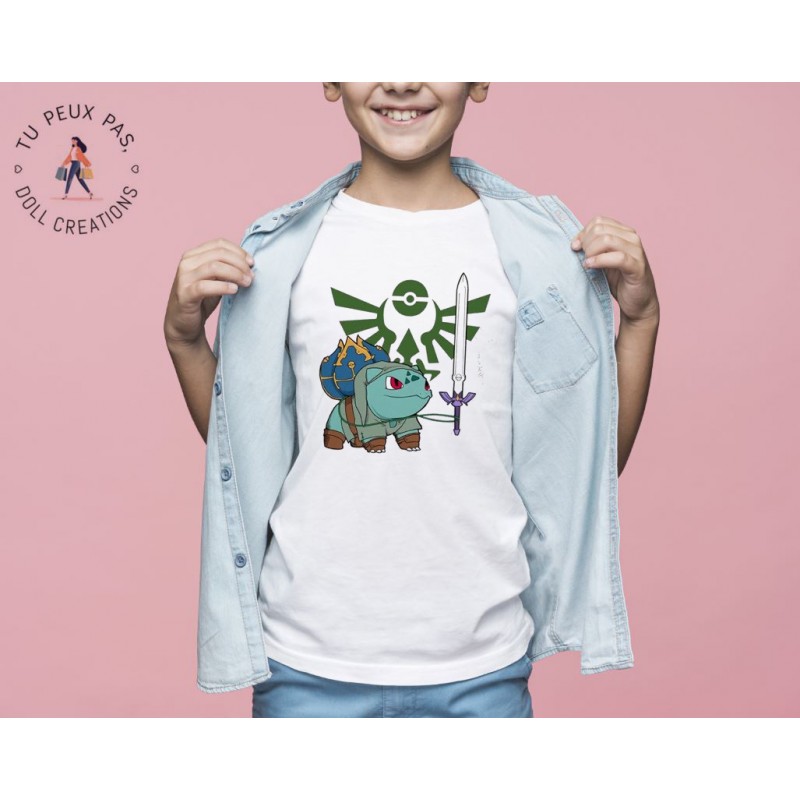T-shirt Pokemon Carapuce en mode zelda - Cadeau enfant fille et garçon