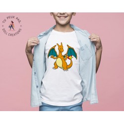 T-shirt Pokemon  Dracaufeu - Cadeau enfant fille et garçon