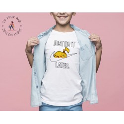 T-shirt Pokemon Pikachu just do it later - Cadeau enfant fille et garçon
