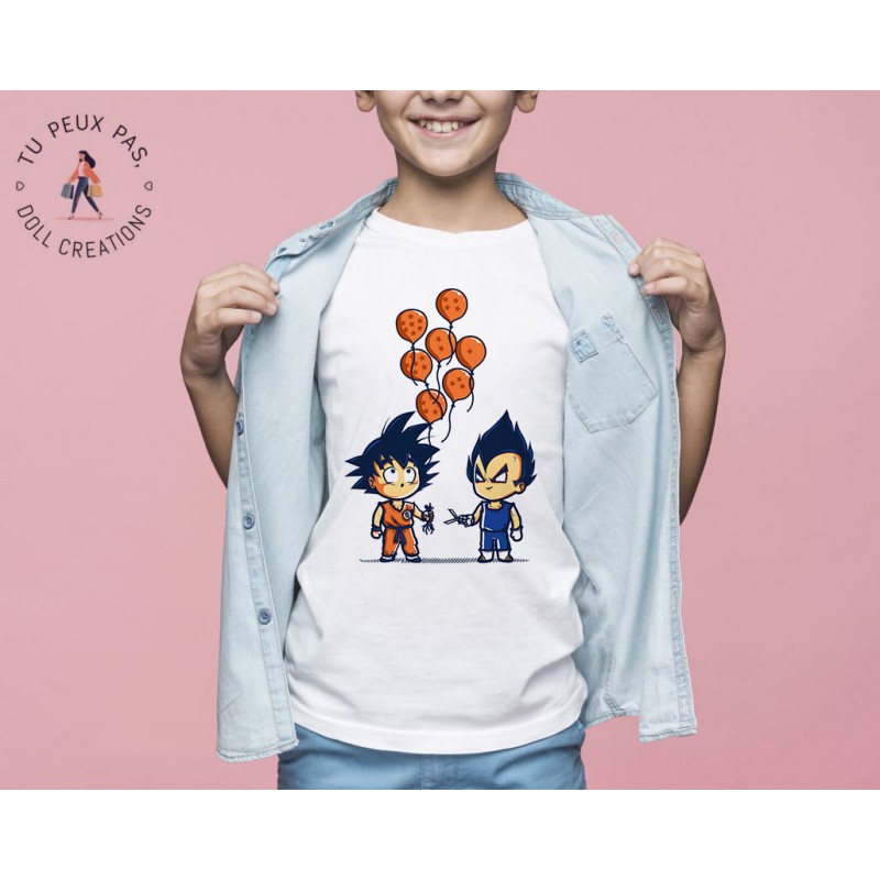 T-shirt Dragon Ball Z San Goku et Vegeta - Cadeau enfant fille et garçon