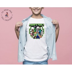 T-shirt jeux vidéos Minecraft - Cadeau enfant fille et garçon