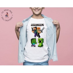 T-shirt jeux vidéos Minecraft - Cadeau enfant fille et garçon