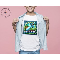 T-shirt jeux vidéos Minecraft - Cadeau enfant fille et garçon