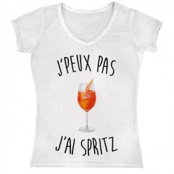 T-Shirt j'peux pas j'ai Spritz - Femme COL V boisson