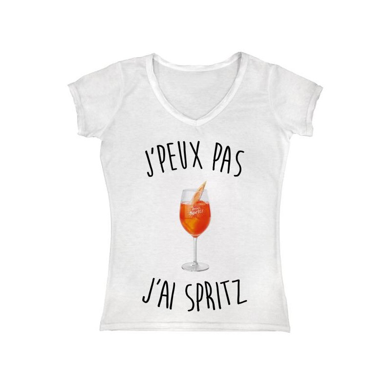 T-Shirt j'peux pas j'ai Spritz - Femme COL V boisson