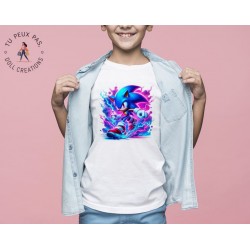 T-shirt jeux vidéos Sonic - Cadeau enfant fille et garçon