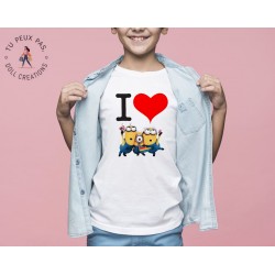 T-shirt Les Minions Love - Cadeau enfant fille et garçon