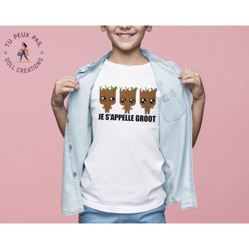 T-shirt Je s'appelle Groot Marvel - Cadeau enfant fille et garçon